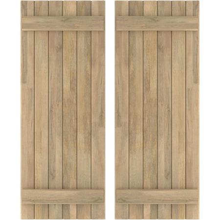 Americraft 6-Board (2 Batten) Exterior Real Wood Joined Board-n-Batten Shutters, ARW101BB621X66UNH